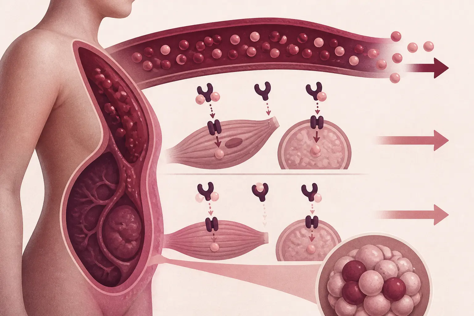 Schéma médical de resistance a l insuline perte de poids montrant le glucose, l’insuline et la graisse abdominale ralentie
